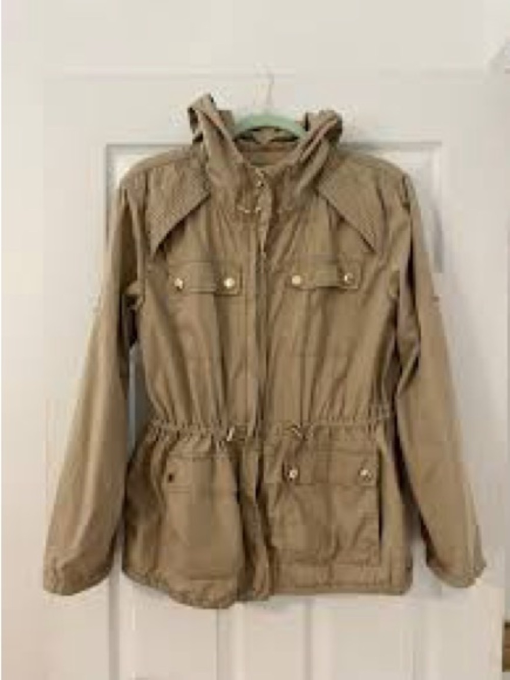Michael Kors Tan Utility Jacket with Hood - Small